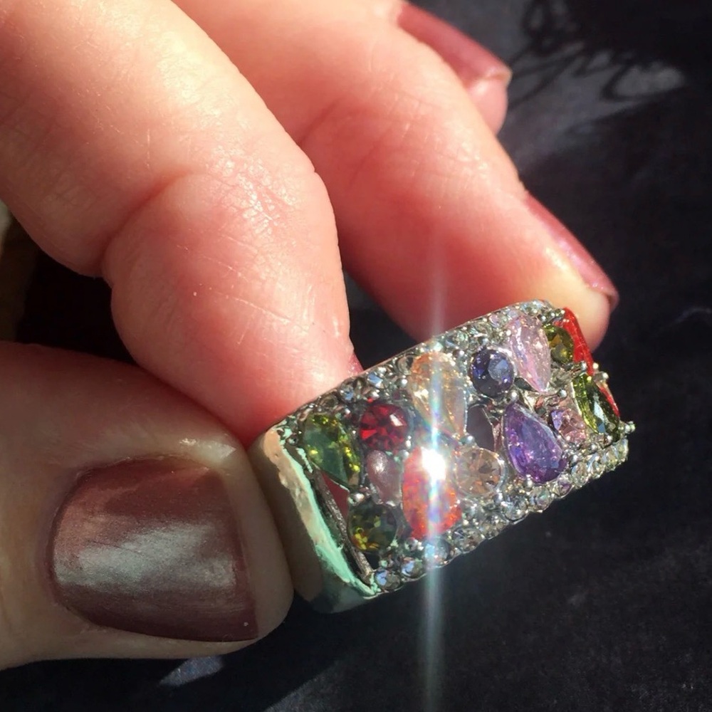 Multicolor Gemstone Statement Ring | Size 6 - image 2